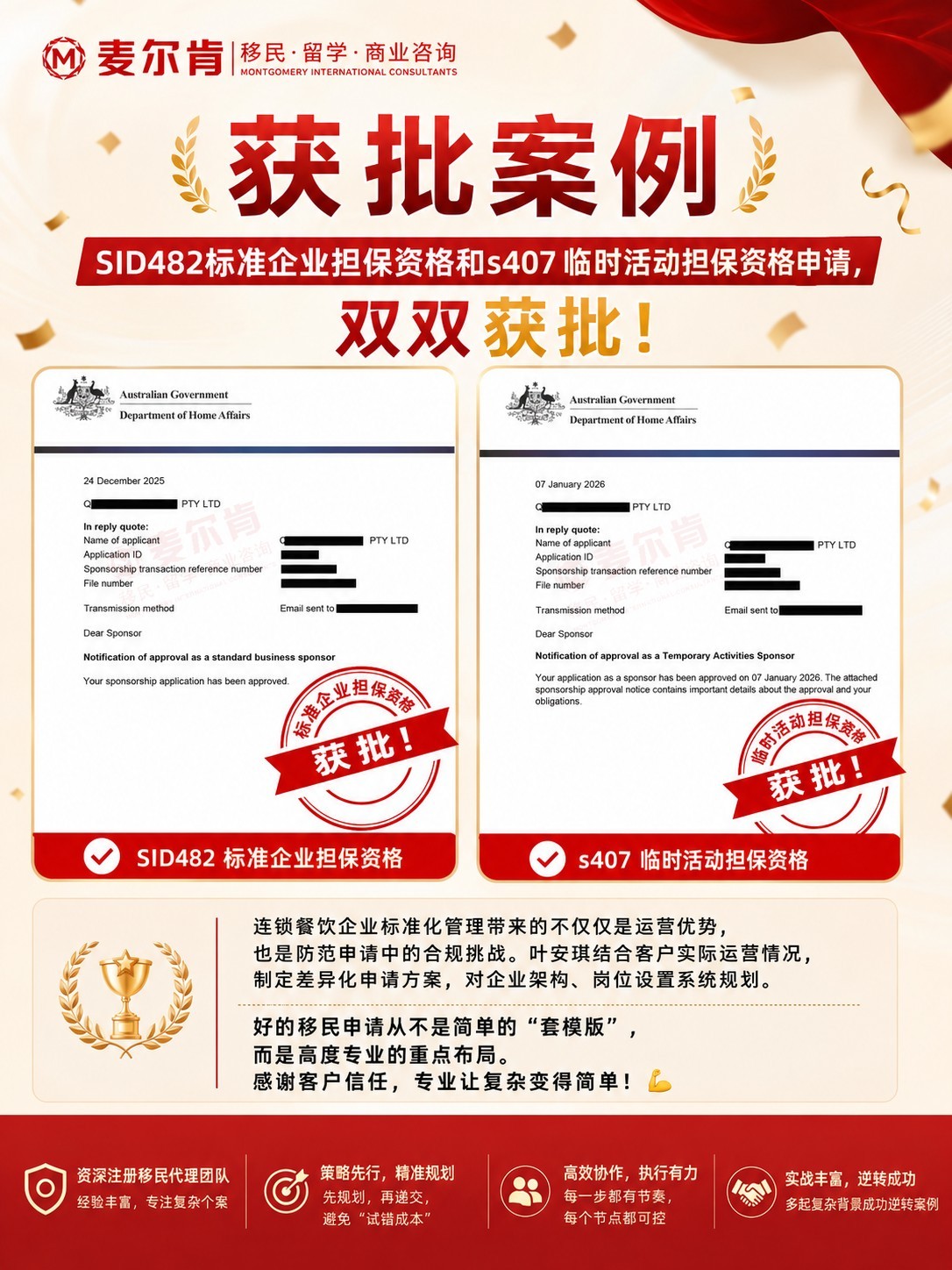 麦尔肯雇主担保案例482担保资格获批 麦尔肯雇主担保案例482担保资格获批